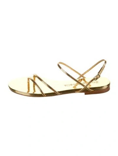 Pre-owned Studio Amelia Leather Sandals W/ Tags In Gold/metallic