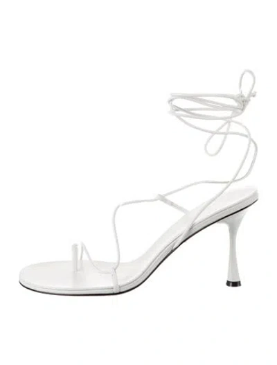 Pre-owned Studio Amelia Leather Sandals In White