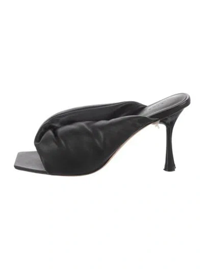 Pre-owned Studio Amelia Leather Slides In Black