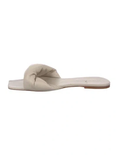 Pre-owned Studio Amelia Leather Slides In Neutral