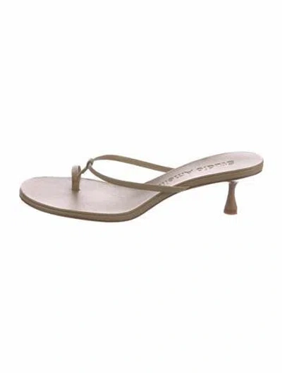 Pre-owned Studio Amelia Leather Slides In Neutral