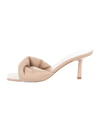Pre-owned Studio Amelia Leather Slides In Neutral