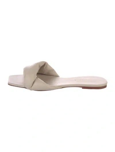 Pre-owned Studio Amelia Leather Slides In Neutral