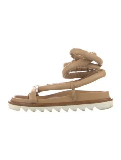 Pre-owned Studio Amelia Leather Slides In Neutrals