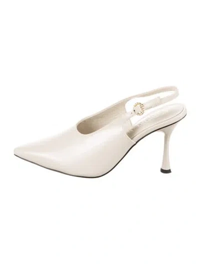 Pre-owned Studio Amelia Leather Slingback Pumps In White