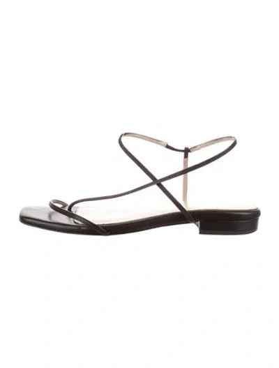 Pre-owned Studio Amelia Leather Slingback Sandals In Black
