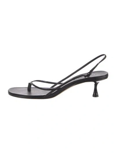 Pre-owned Studio Amelia Leather Slingback Sandals In Black