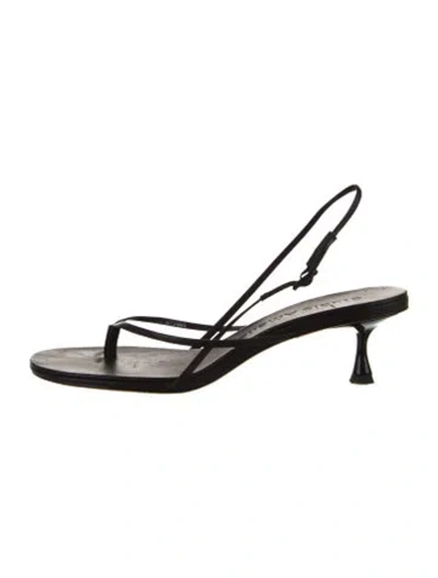 Pre-owned Studio Amelia Leather Slingback Sandals In Black