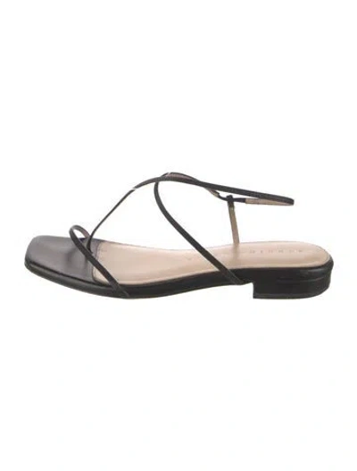 Pre-owned Studio Amelia Leather Slingback Sandals In Black