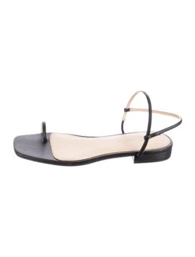 Pre-owned Studio Amelia Leather Slingback Sandals In Black