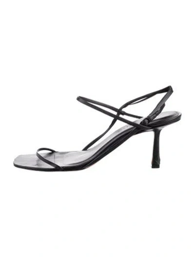 Pre-owned Studio Amelia Leather Slingback Sandals In Black