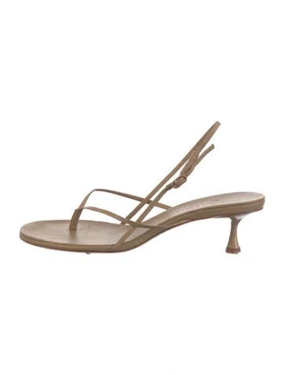 Pre-owned Studio Amelia Leather Slingback Sandals In Neutral