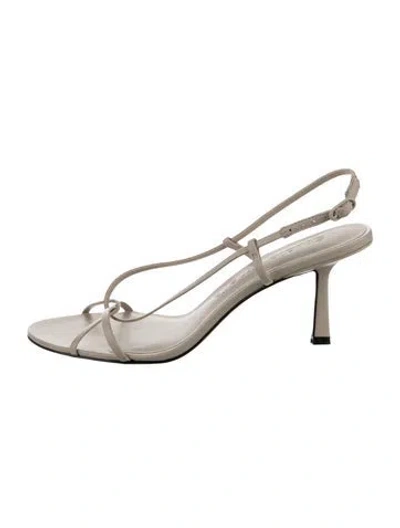 Pre-owned Studio Amelia Leather Slingback Sandals In Neutral