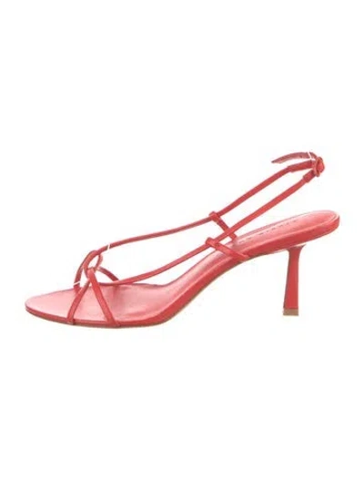 Pre-owned Studio Amelia Leather Slingback Sandals In Red