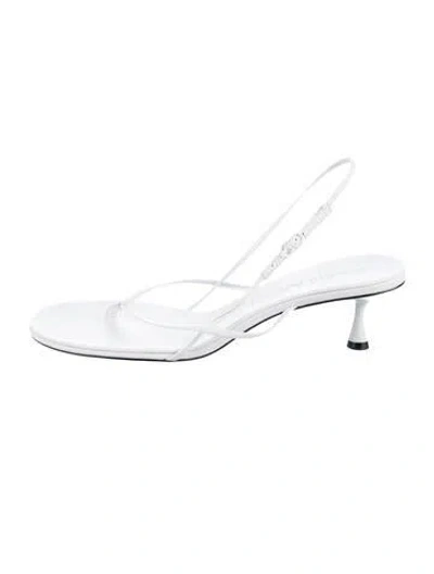 Pre-owned Studio Amelia Leather Slingback Sandals In Silver