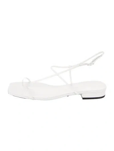 Pre-owned Studio Amelia Leather Slingback Sandals In White