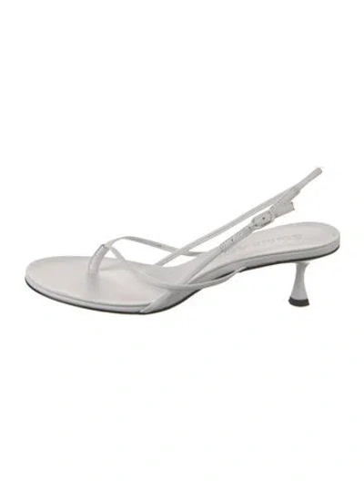 Pre-owned Studio Amelia Leather Slingback Sandals In White