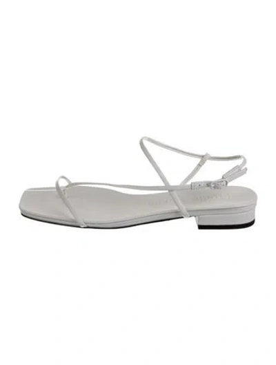 Pre-owned Studio Amelia Leather Slingback Sandals In White