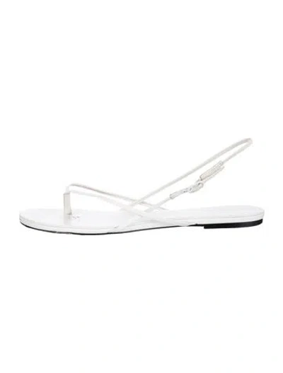 Pre-owned Studio Amelia Leather Slingback Sandals In White