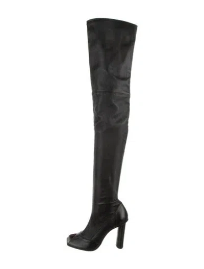 Pre-owned Studio Amelia Leather Sock Boots In Black