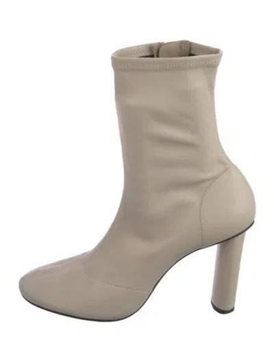 Pre-owned Studio Amelia Leather Sock Boots In Neutral