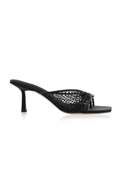 Studio Amelia Mesh And Satin Mules In Black