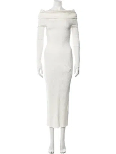 Pre-owned Studio Amelia Off-the-shoulder Long Dress In Neutrals