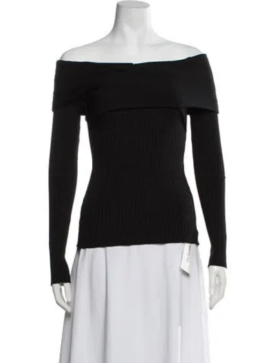 Pre-owned Studio Amelia Off-the-shoulder Long Sleeve Top In Black