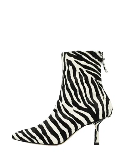 Studio Amelia Petra Zebra-print Ankle Boots In White