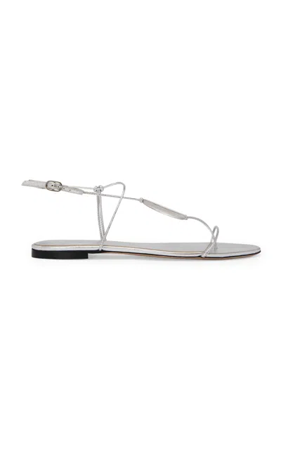 Studio Amelia Pierre Leather Sandals In Silver