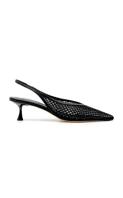 Studio Amelia Razor Crystal-mesh Slingback Pumps In Black