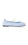 Studio Amelia Ronde Leather Ballet Flats In Light Blue