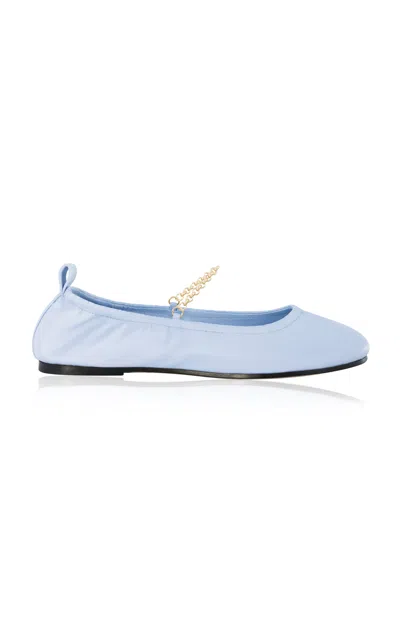 Studio Amelia Ronde Leather Ballet Flats In Light Blue