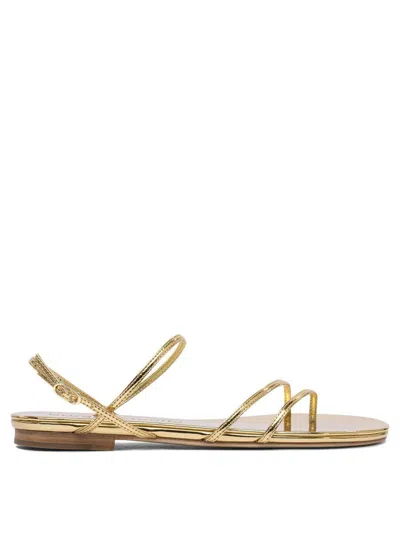 Studio Amelia 10mm Helix Metallic Leather Flat Sandals In Gold