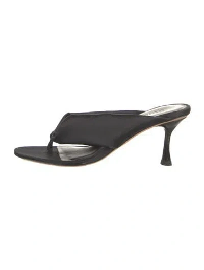 Pre-owned Studio Amelia Satin Sandals In Black