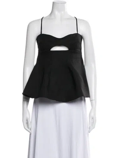 Pre-owned Studio Amelia Square Neckline Sleeveless Top In Black