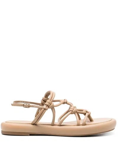 Studio Amelia Strappy Leather Sandals In Neutrals
