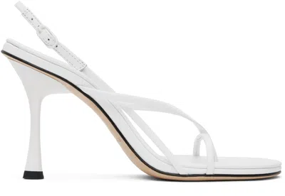 Studio Amelia 90mm Wishbone Leather Sandals In White