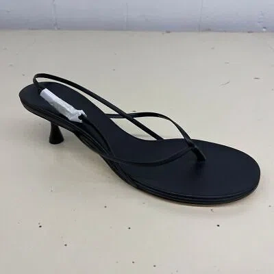 Pre-owned Studio Amelia Wishbone 50 Heel Flip-flop Sandals Women's Size Us 7 In Black