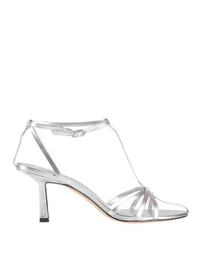 Studio Amelia Woman Sandals Silver Size 9 Leather In Animal Print