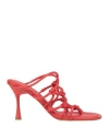Studio Amelia Woman Thong Sandal Red Size 11 Soft Leather In Red
