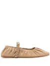 Studio Amelia Zadie Leather Ballerina Shoes In Neutrals