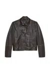 Studio Ar Cropped Leather Jacket In Brown