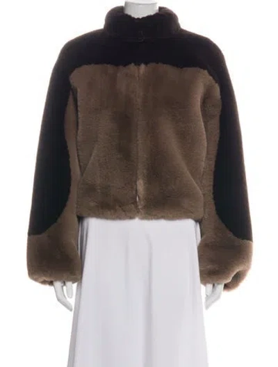 Pre-owned Studio Ar Faux Fur Jacket In Brown/neutrals