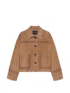 Studio Ar Long-sleeve Suede-leather Jacket In Brown
