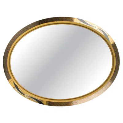 Pre-owned Studio Art Deco Art Deco Gilded Wood Oval Frame For Painting, Drawing Or Mirror, France 1930s In Brown