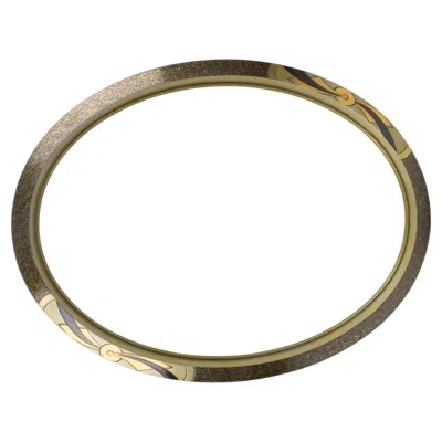 Pre-owned Studio Art Deco French Art Deco Silver Painted Wood Oval Frame For Painting, Drawing Or Mirror In Brown