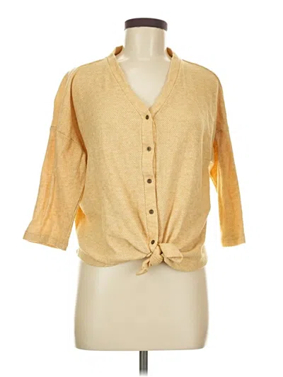 Pre-owned Studio B By Bobeau 3/4 Sleeve Button Down Shirt In Yellow