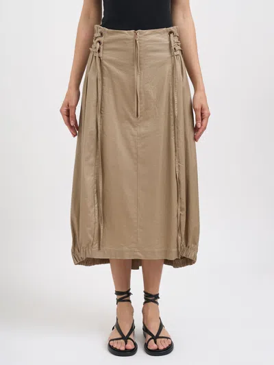 Studio B3 Aliosa Linen Spalmato Skirt In Brown