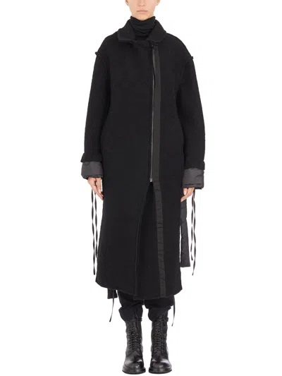 Studio B3 Cappotto Lungo Con Dettagli In Nylon In Black